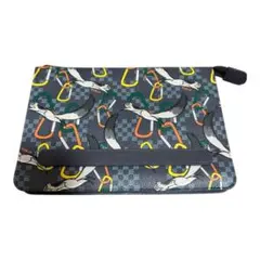 【値下げ】 FURLA アニマル柄 クラッチバッグ グレー