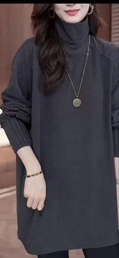 大きいサイズ　ダークグレーハイネックフリース2XL（3XL）