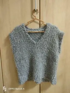 レトロガール キラキラ シャギーニットベスト グレー Ｆ