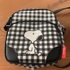スヌーピー チェック柄 ショルダーバッグ