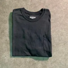 【ヴィンテージ】GILDAN ポケットTシャツ 黒 無地 古着usedSM19