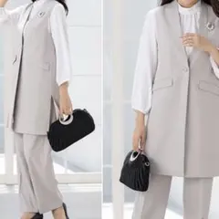 Add Rouge ロングジレ & ワイドパンツ セットアップ L グレージュ