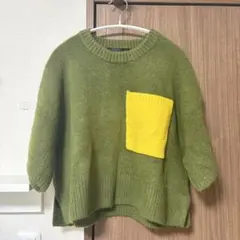 【新品】ZARA半袖ニットセーター M オリーブグリーン ザラ