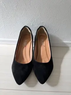 ブラックスエードポインテッドトゥハイヒール