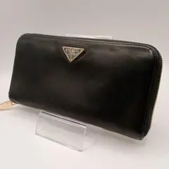 PRADA プラダ 長財布 レザー ブラック ラウンドファスナー 箱付
