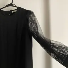 黒 レース袖 膝丈ワンピース　セレモニーに