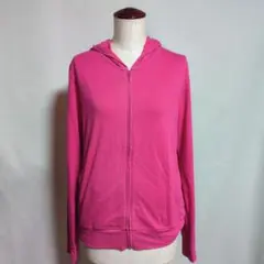 ユニクロ XL フルジップ パーカー ピンク フード付き 薄手 UNIQLO