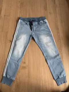 サイドストライプ ライトブルーデニムパンツ L ストレッチジーンズ
