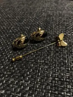 HANAE MORI ハナエモリ 蝶 イヤリング 蝶々 ピンブローチ セット