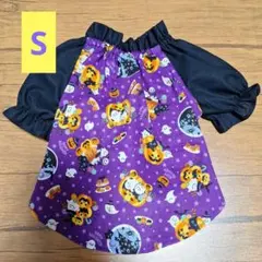 ハンドメイド犬服　ハロウィン　ギャザーブラウス　S　ジャックオーランタン