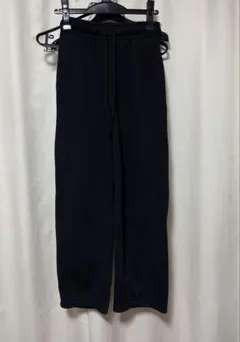 リブ ワイドパンツ ブラック　GU イージーパンツ