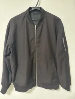 MA-1ジャケット リバーシブル　茶/サテン 黒 ストライプ