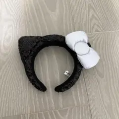 猫耳スパンコールカチューシャ リボン付き