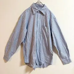 유니클로 UNIQLO 체크 긴팔 셔츠 M면 100% 블루 캐주얼