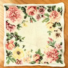 【極美品】FEILER フェイラー ハンカチ フローラルクラウン ペールブルー