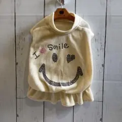 ドッグピース/Dogpeaceクリーム色ベロア バルーンワンピースSSスタッズ