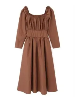 FREE'S MART フリーズマート スクエットネック ワンピース ブラウン