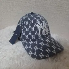 MLB エムエルビー　モノグラム キャップ　デニム調　フリーサイズ　新品未使用品