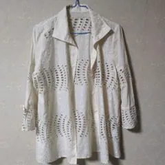 ホワイトレースデザインジャケットシャツ