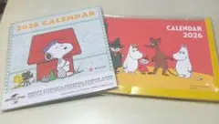 2026年卓上カレンダー スヌーピーとムーミン