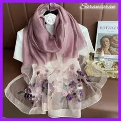 シルク♡ウール♡スカーフ♡ショール 上品 パーティー 大判 桜パープル 結婚式