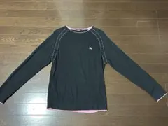 バーバリーブラックレーベル ニット スウェット 黒×ピンク ホースロゴ刺繍