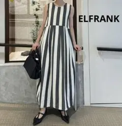 エルフランク　ストライプノースリーブロングワンピース　F　ノースリーブワンピース