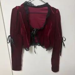ワインレッド ベルベット クロップドジャケット