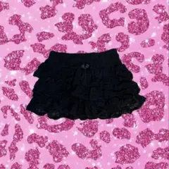 フリル付き黒ミニスカート ギャル y2k