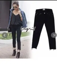 Ungrid（アングリッド） ブラックブレイドヘムストスリ デニム