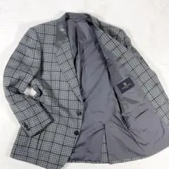 LANVIN ランバン テーラードジャケット 千鳥格子 レザー 総裏 総柄