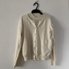 アイボリー ビーズ装飾 カーディガン 長袖