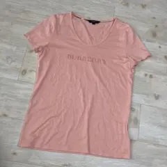 美品 バーバリーロンドン カットソー ロゴプリント 半袖Tシャツ ピンク