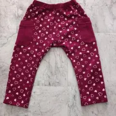 ハート柄赤色パンツ 裏起毛 120