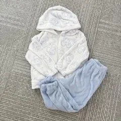 【GU】ポケピースコラボ パジャマ 110cm 水色 もこもこ 秋冬