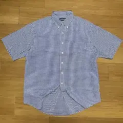 Lands’ End ギンガムチェック 半袖BDシャツ L 古着のサムネイル