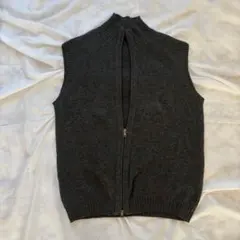 IL GRANCHIO ハイネックニットベスト ダブルジップ グレー y2k