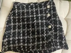 【GRL】インパン裏地付きアシンメトリーツイードチェックミニスカート ai48