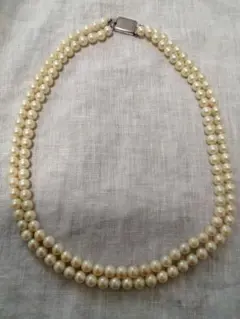 ヴィンテージ❁2連パールネックレス❁SILVER/真珠/冠婚葬祭