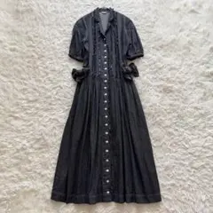 ▪️未使用級 ピンクハウス ピコフリル デニム ロングワンピース ダークグレー ▪️未使用級 ピンクハウス ピコフリル デニム ロングワンピース