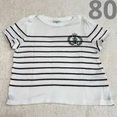 【プチバトー】エンブレムボーダーTシャツ　18m/81