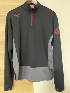 Mizuno ハーフジップジャージ グレー/ブラック/レッド　モレリア　上着　M