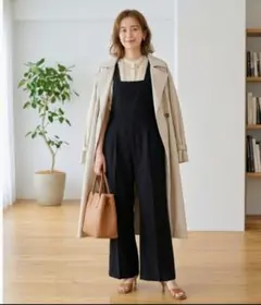 【新品タグ付】frohlich フローリッチ 裏地付 サロペット M ブラック