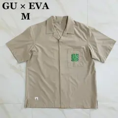 GU エヴァンゲリオン 非常事態 オープンカラーシャツ M ベージュ コラボ