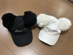 ディズニーリゾート ミッキーマウスポンポン耳付きキャップ 2色セット