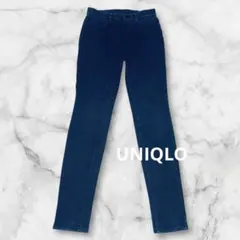 c214【ユニクロ】ヒートテックデニムレギンスパンツSストレッチ裏起毛カジュアル
