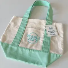 【TRADER JOE’S】ミニトートバッグ ミントグリーン キャンバス 新品