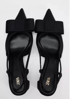 ZARA ザラ　リボン付きブロックヒールサンダル　35