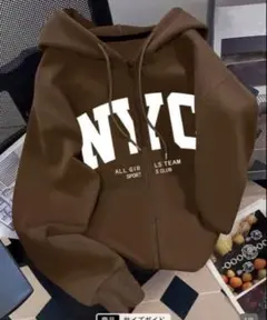 SHEIN レディース フード付きジップアップスウェットシャツ