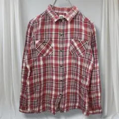 UNIQLOユニクロ ネルシャツ L 赤系チェック 綿100％ 秋冬カジュアル